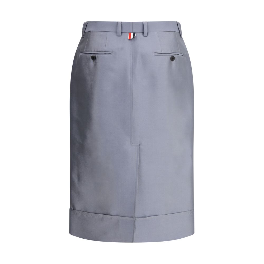 Gray Wool Midi Skirt