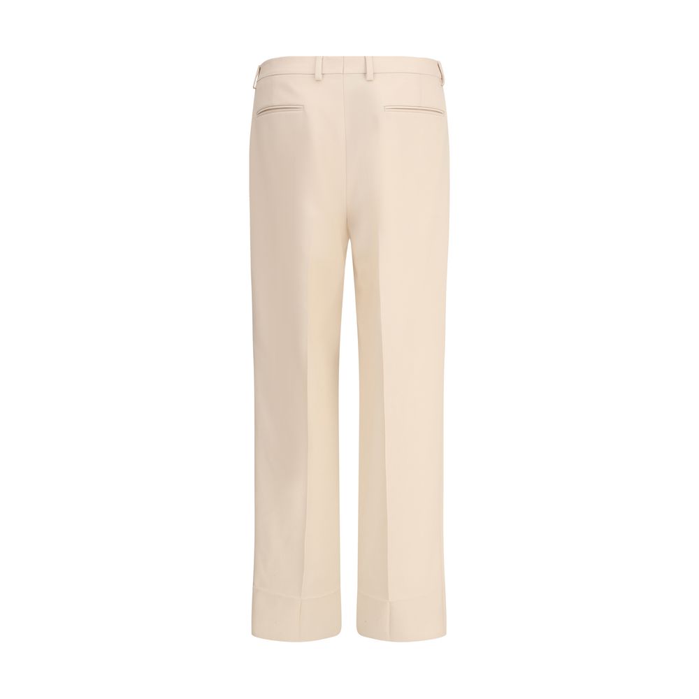 Cream Fleece Wool Dress Pants