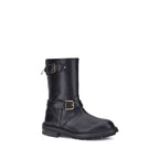 Black Calf Leather Bos Taurus Lace-Up Boots