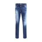 Blue Cotton Slim Fit Jeans