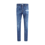 Blue Cotton Skinny Jeans