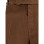 Brown Cotton Casual Pants