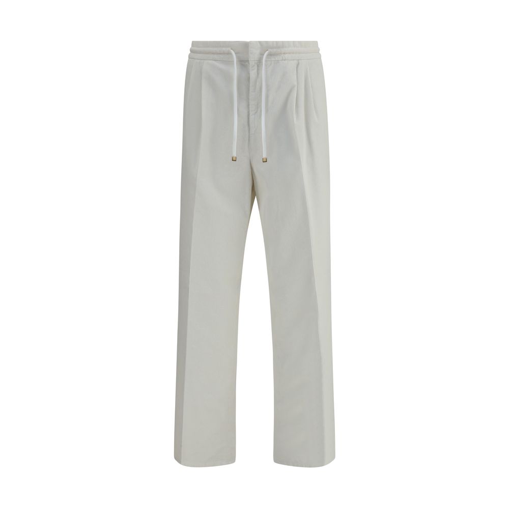 White Cotton Casual Pants