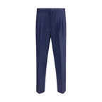 Blue Fleece Wool Casual Pants