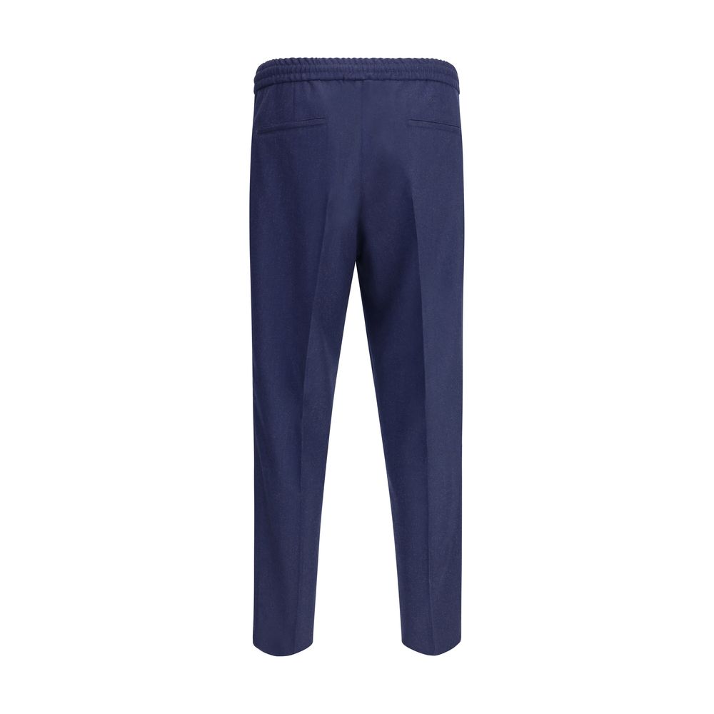Blue Fleece Wool Casual Pants