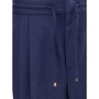 Blue Fleece Wool Casual Pants