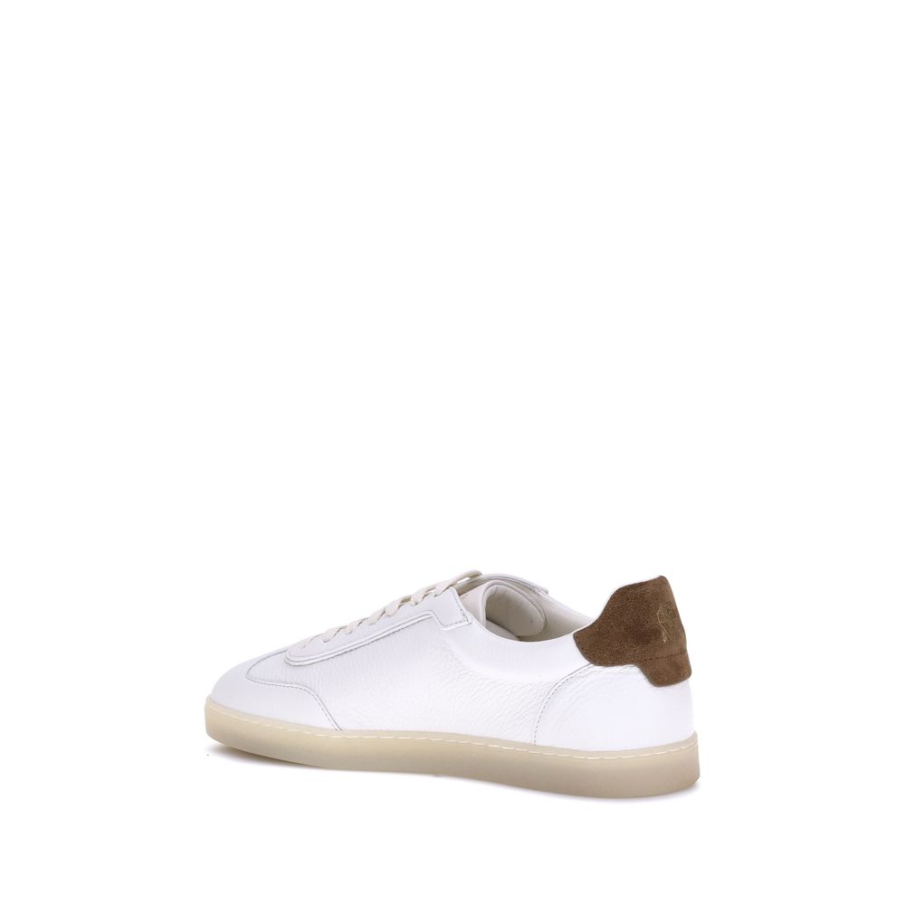 White Calf Leather Bos Taurus Low Top Sneakers