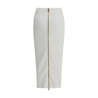 White Viscose Midi Skirt