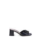 Black Calf Leather Bos Taurus Flat Sandals