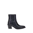 Black Calf Leather Bos Taurus Ankle Boots