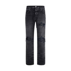 Black Cotton Straight-Leg Jeans
