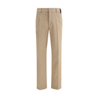 Brown Cotton Casual Pants