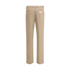 Brown Cotton Casual Pants