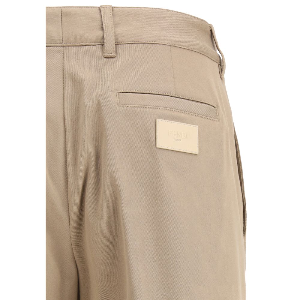 Brown Cotton Casual Pants