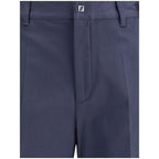 Blue Cotton Casual Pants