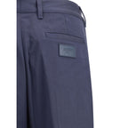 Blue Cotton Casual Pants