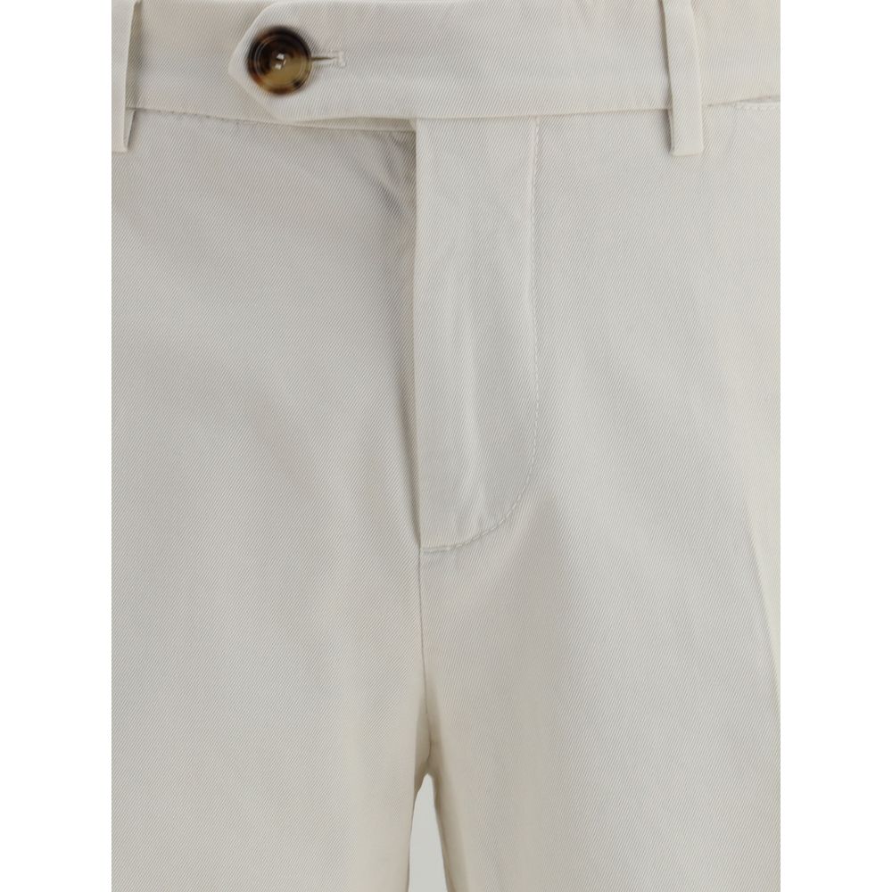 White Cotton Casual Pants
