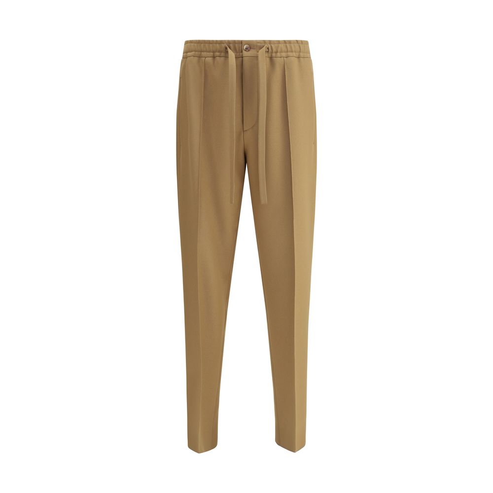 Brown Polyester Casual Pants