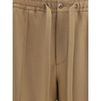 Brown Polyester Casual Pants