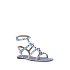Light Blue Calf Leather Bos Taurus Flat Sandals