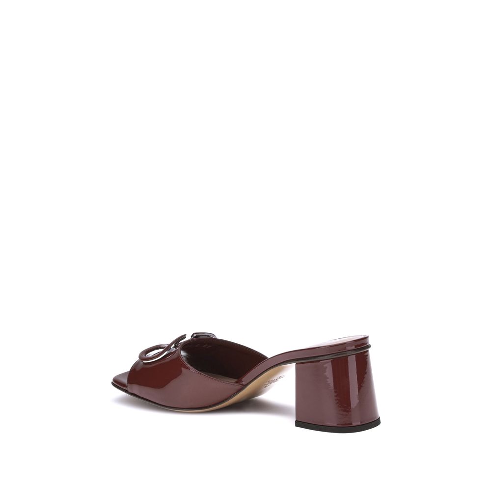 Bordeaux Calf Leather Bos Taurus Flat Sandals