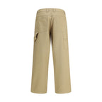 Beige Cotton Casual Pants