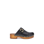 Black Calf Leather Bos Taurus Clogs