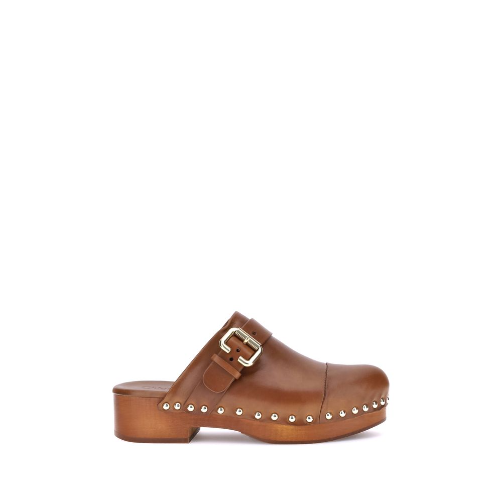 Brown Calf Leather Bos Taurus Clogs