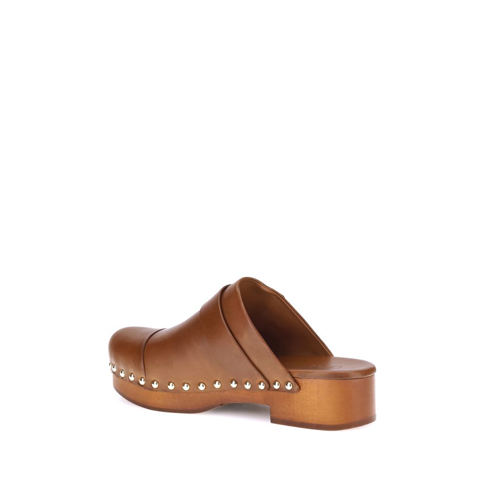 Brown Calf Leather Bos Taurus Clogs