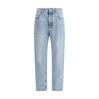 Light Blue Cotton Straight-Leg Jeans