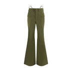 Green Cotton Flared Pants