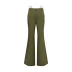Green Cotton Flared Pants