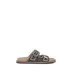 Brown Calf Leather Bos Taurus Flat Sandals