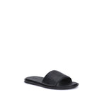 Black Calf Leather Bos Taurus Flat Sandals