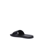 Black Calf Leather Bos Taurus Flat Sandals