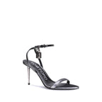 Silver Calf Leather Bos Taurus Stiletto Heel Sandals