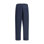 Blue Cotton Casual Pants