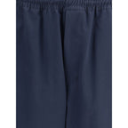 Blue Cotton Casual Pants