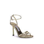 Gold Calf Leather Bos Taurus Stiletto Heel Sandals