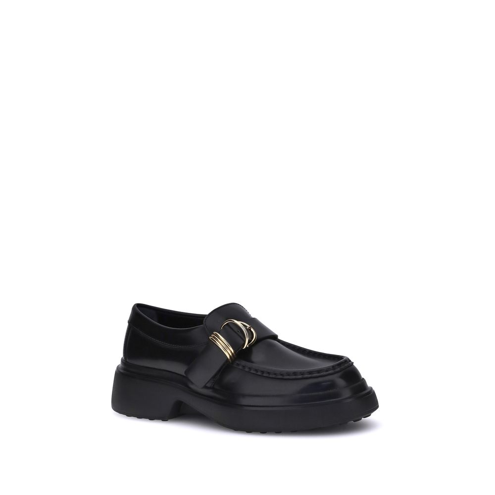 Black Rubber Platform Loafers