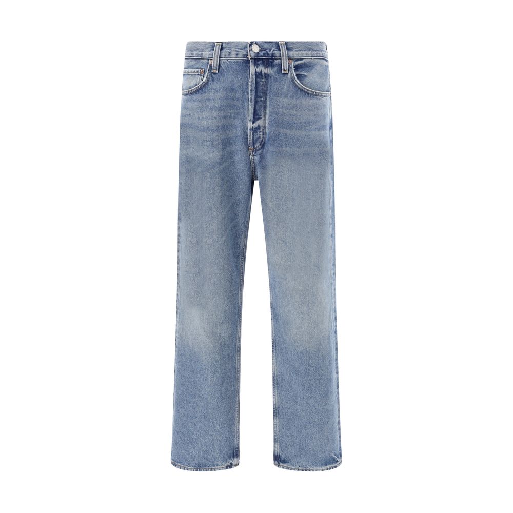 Light Blue Cotton Straight-Leg Jeans