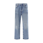 Light Blue Cotton Straight-Leg Jeans
