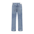 Light Blue Cotton Straight-Leg Jeans