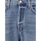 Light Blue Cotton Straight-Leg Jeans