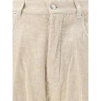 Beige Cotton Casual Pants
