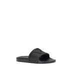 Black Rubber Flat Sandals