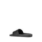 Black Rubber Flat Sandals