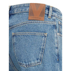 Blue Cotton Straight-Leg Jeans