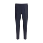 Blue Wool Casual Pants