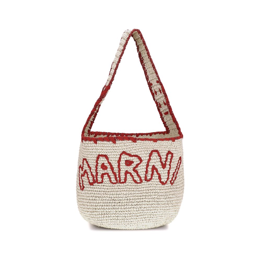 Beige Raffia Shoulder Bag